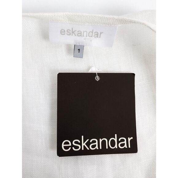 Eskandar NWT White Linen Gauze A-Line Waterfall Open Vest Waistcoat Jacket - Picture 5 of 9